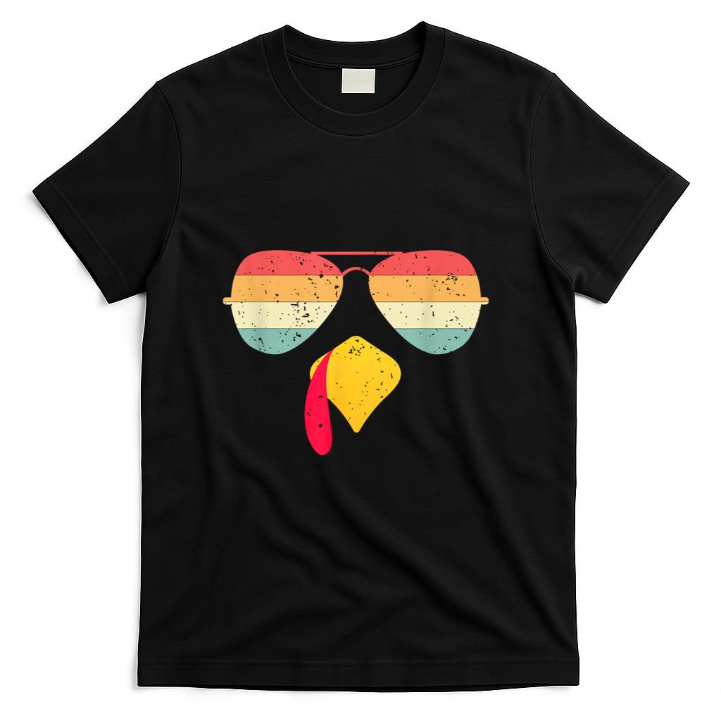 Cool Turkey Face With Sunglasses Funny Thanksgiving For Boys T-Shirt