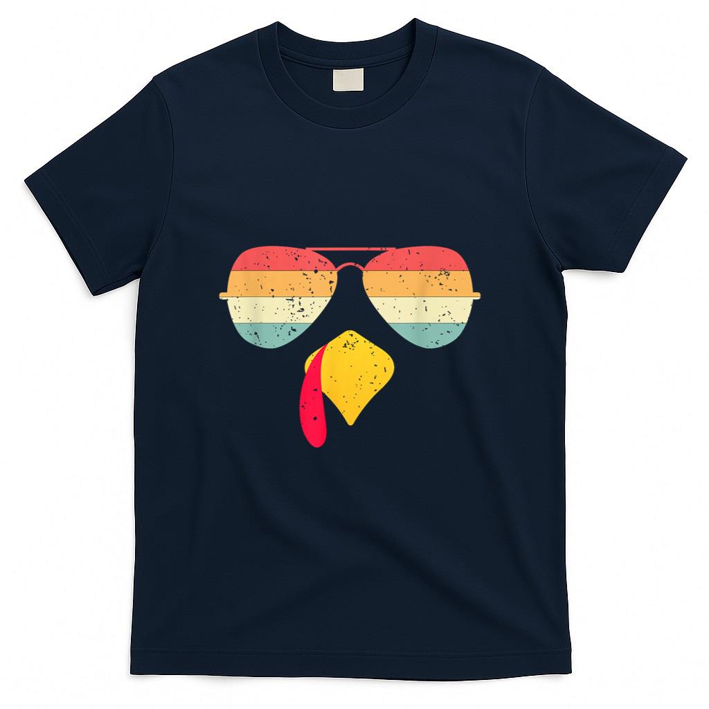 Cool Turkey Face With Sunglasses Funny Thanksgiving For Boys T-Shirt