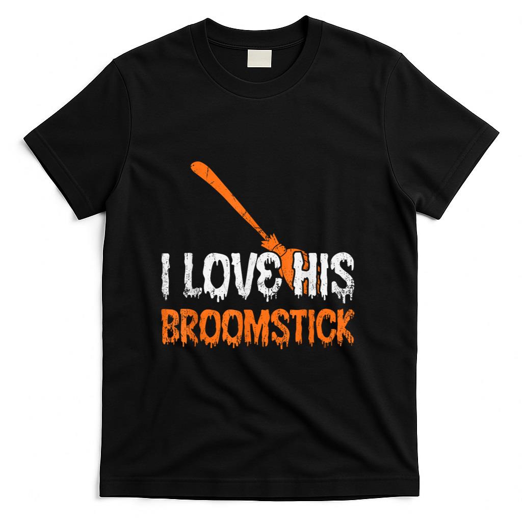 I Love His Broomstick I Love Her Pumpkins Halloween Couples T-Shirt