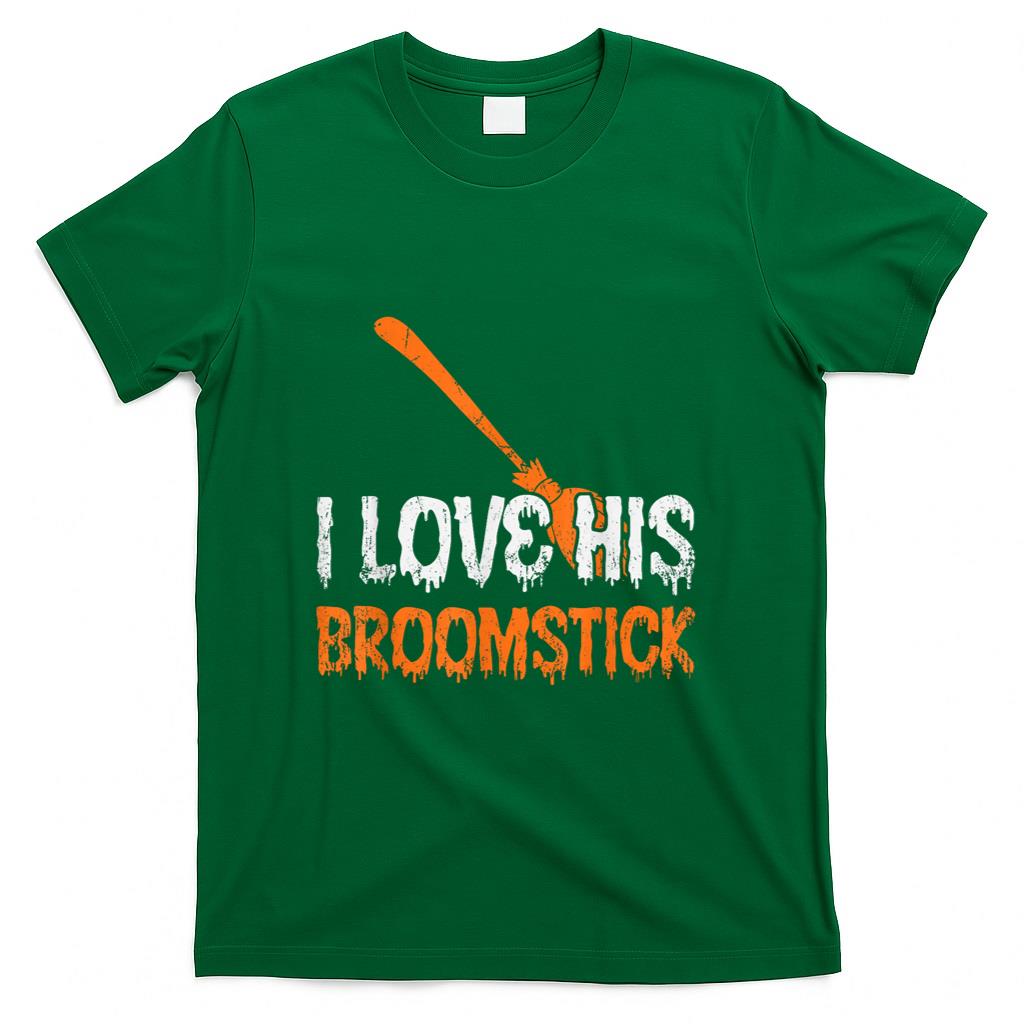 I Love His Broomstick I Love Her Pumpkins Halloween Couples T-Shirt