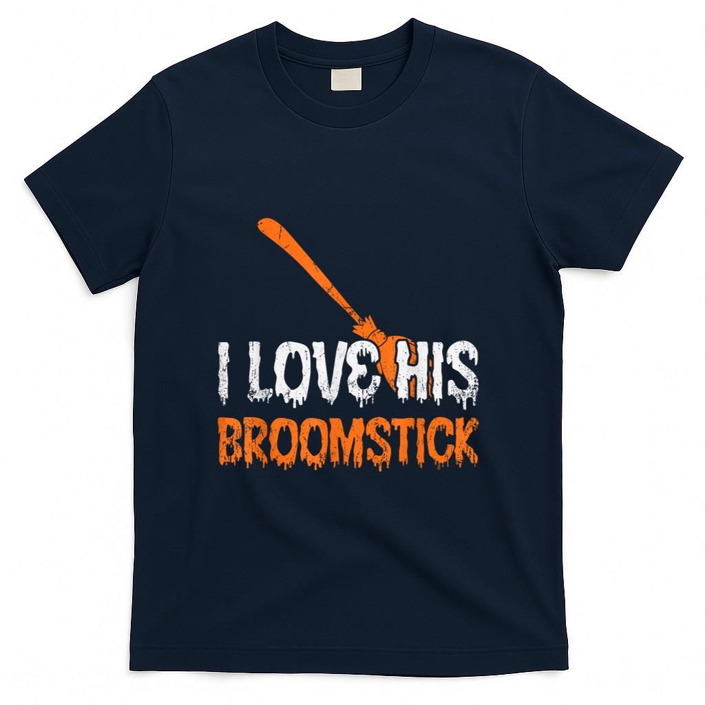 I Love His Broomstick I Love Her Pumpkins Halloween Couples T-Shirt