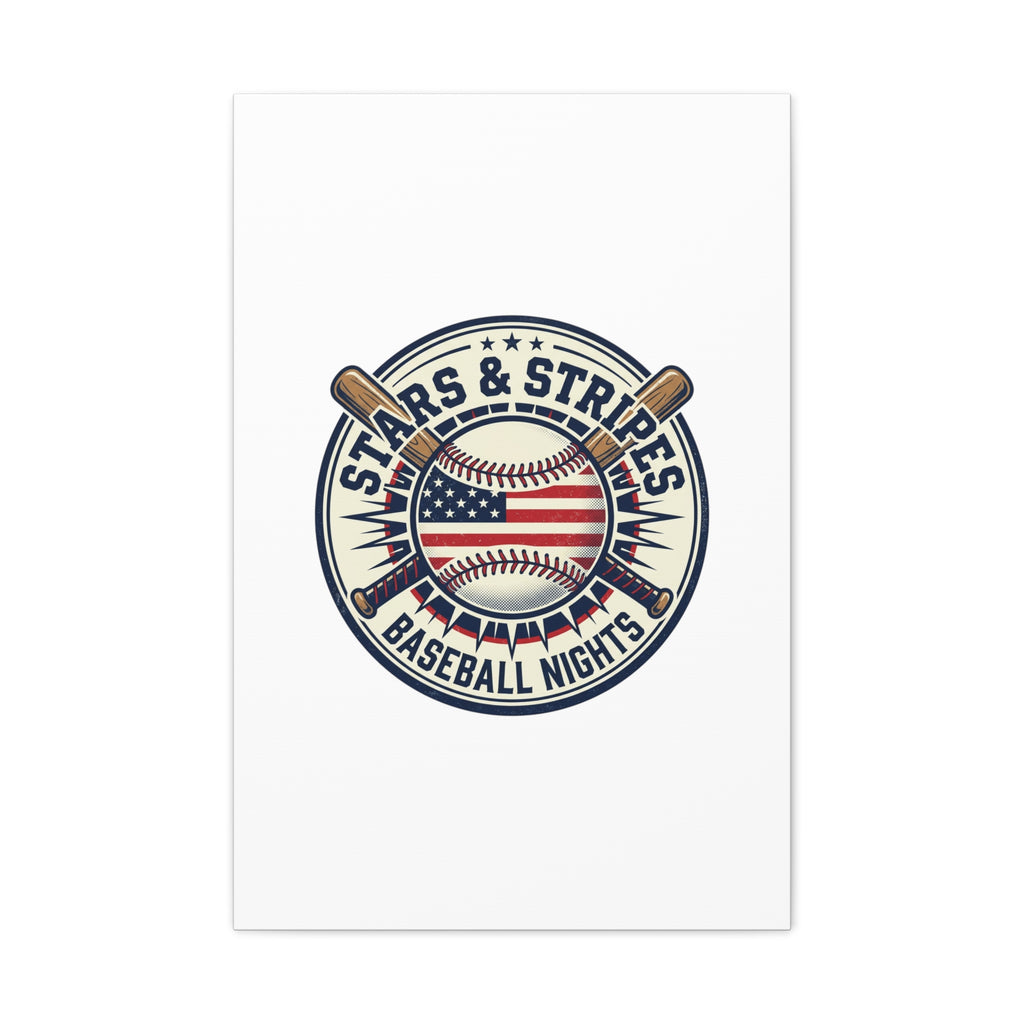Stars & Stripes Baseball Nights Canvas | Patriotic Baseball Wall Art