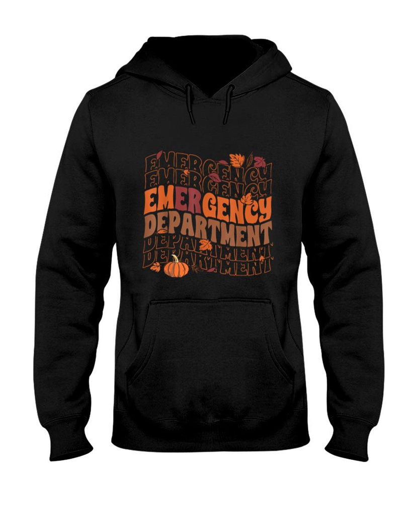Retro Groovy Emergency Department Pumpkin Fall Thanksgiving T-Shirt