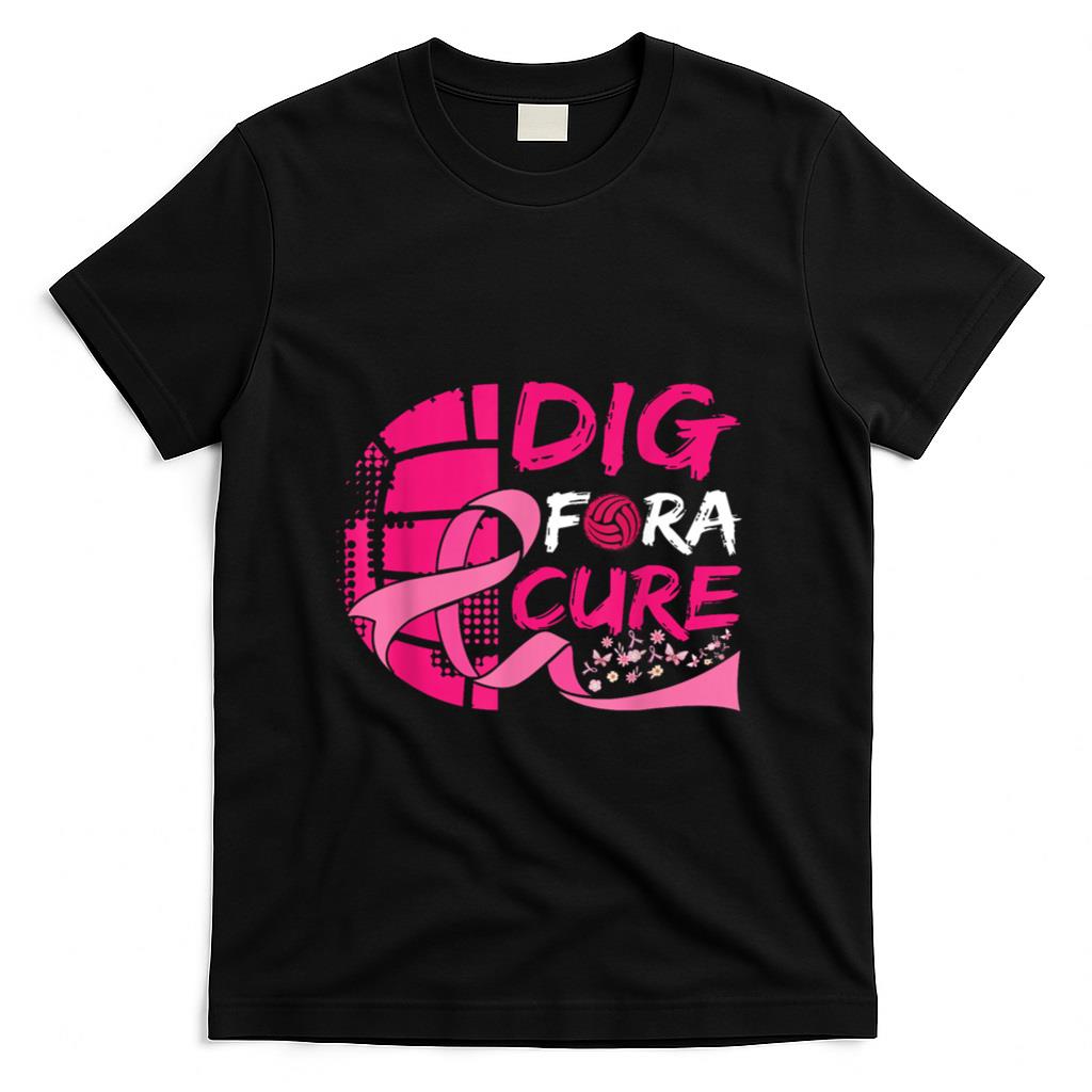 Dig For A Cure Breast Cancer Awareness Volleyball Pink T-Shirt