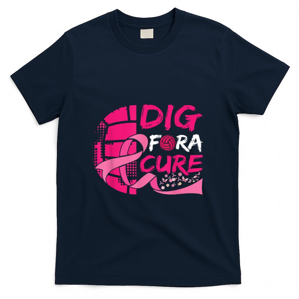 Dig For A Cure Breast Cancer Awareness Volleyball Pink T-Shirt