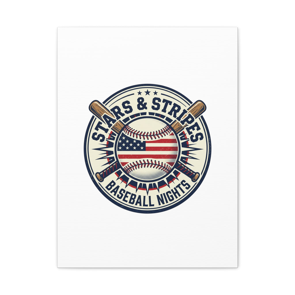 Stars & Stripes Baseball Nights Canvas | Patriotic Baseball Wall Art