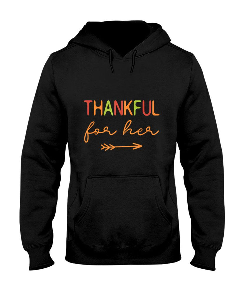 Thankful For Her Thanksgiving Matching Family Couples T-Shirt