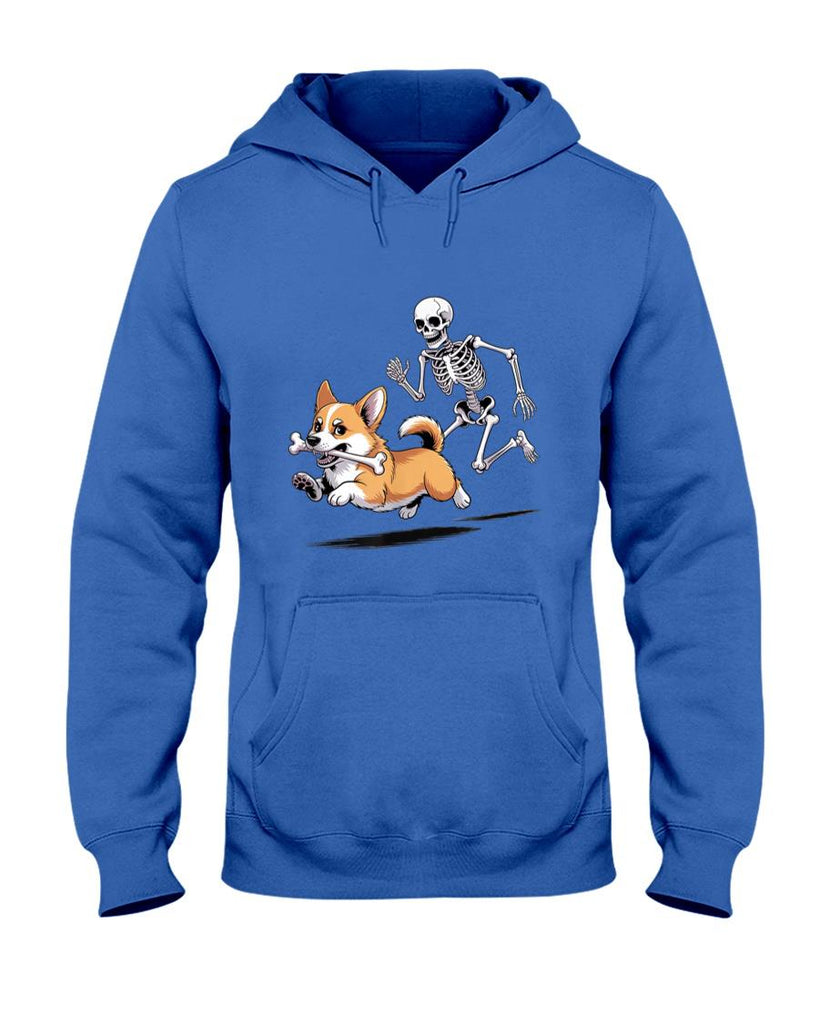 Pet Mom Halloween Shirt - Funny Skeleton Chasing Corgi Halloween Dog Mom Pet Lover T-Shirt