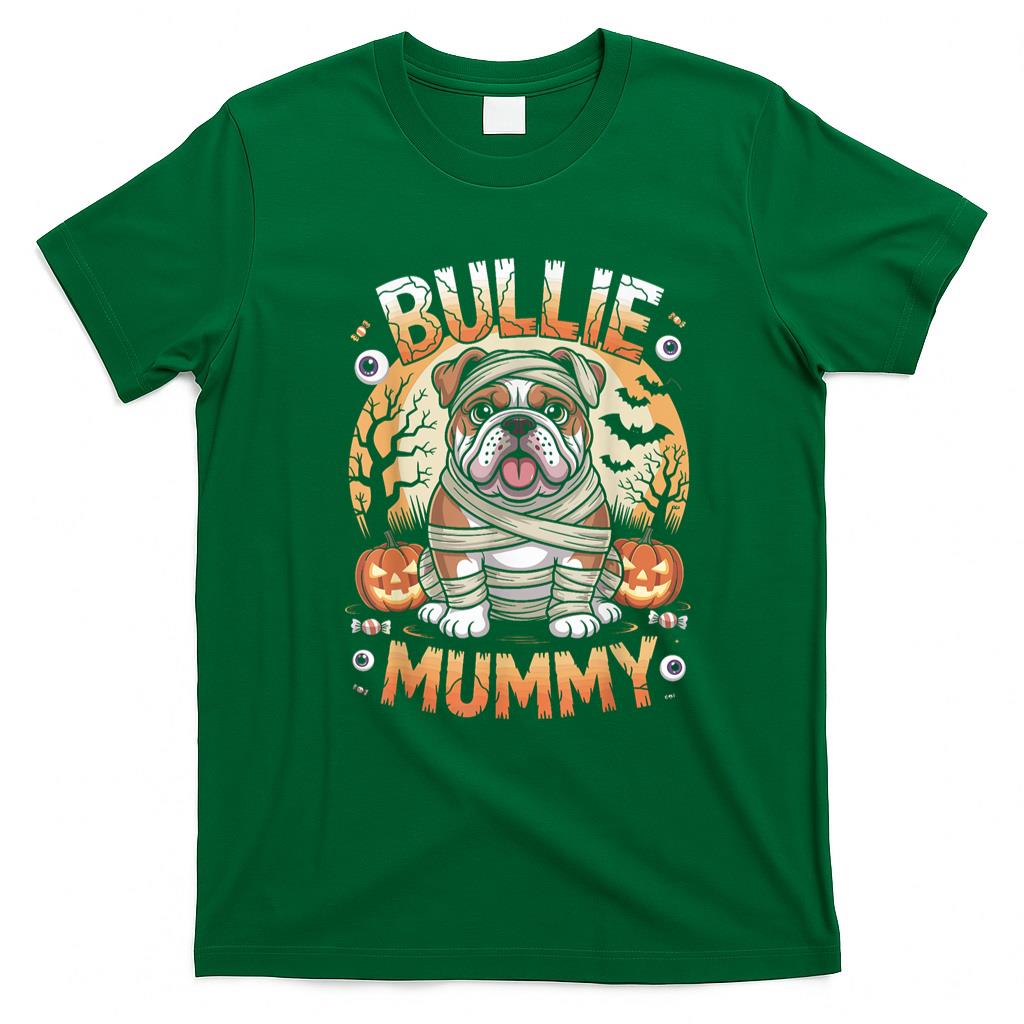 Pet Mom Halloween Shirt - Bullie Mummy Halloween Costume Dog Owner English Bulldog T-Shirt