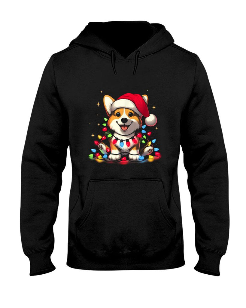 Corgi Santa Christmas Tree Lights Boys Men Corgmas Dog T-Shirt