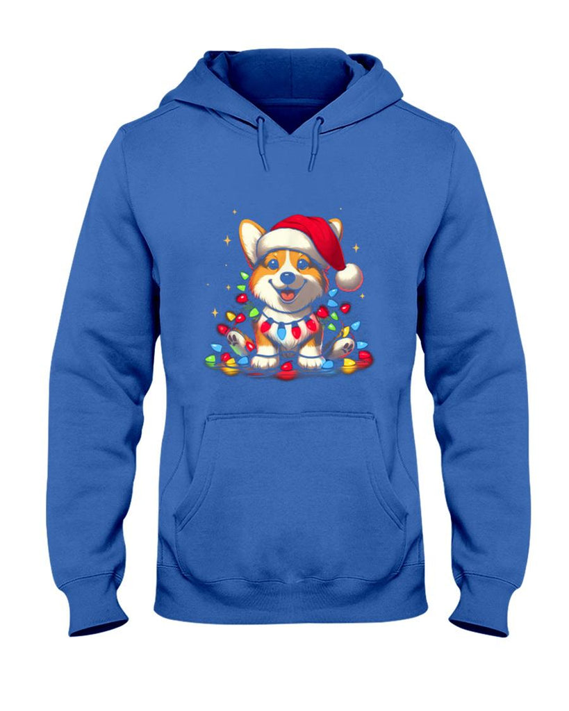 Corgi Santa Christmas Tree Lights Boys Men Corgmas Dog T-Shirt