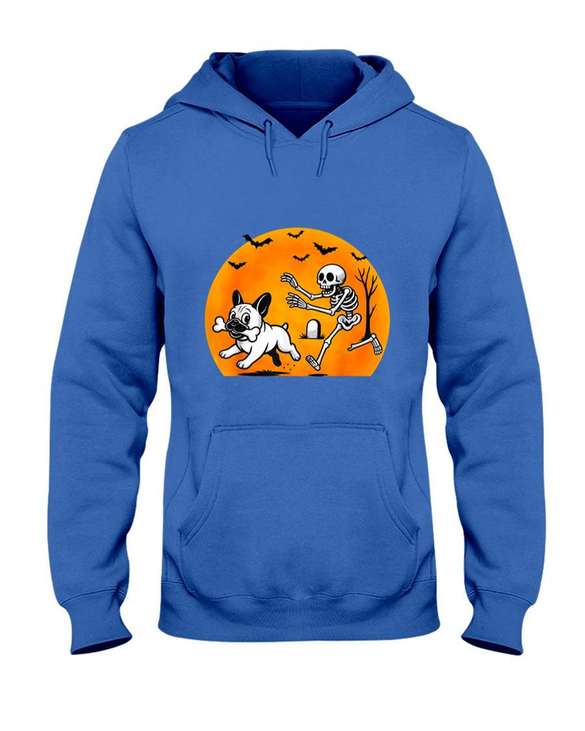 Pet Mom Halloween Shirt - Halloween Skeleton Chasing French Bulldog Pet Lover Dog Mom T-Shirt