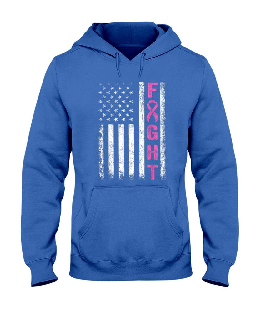 Fight Breast Survivor American Flag Breast Cancer Awareness Women Girls Kids Men T-Shirt