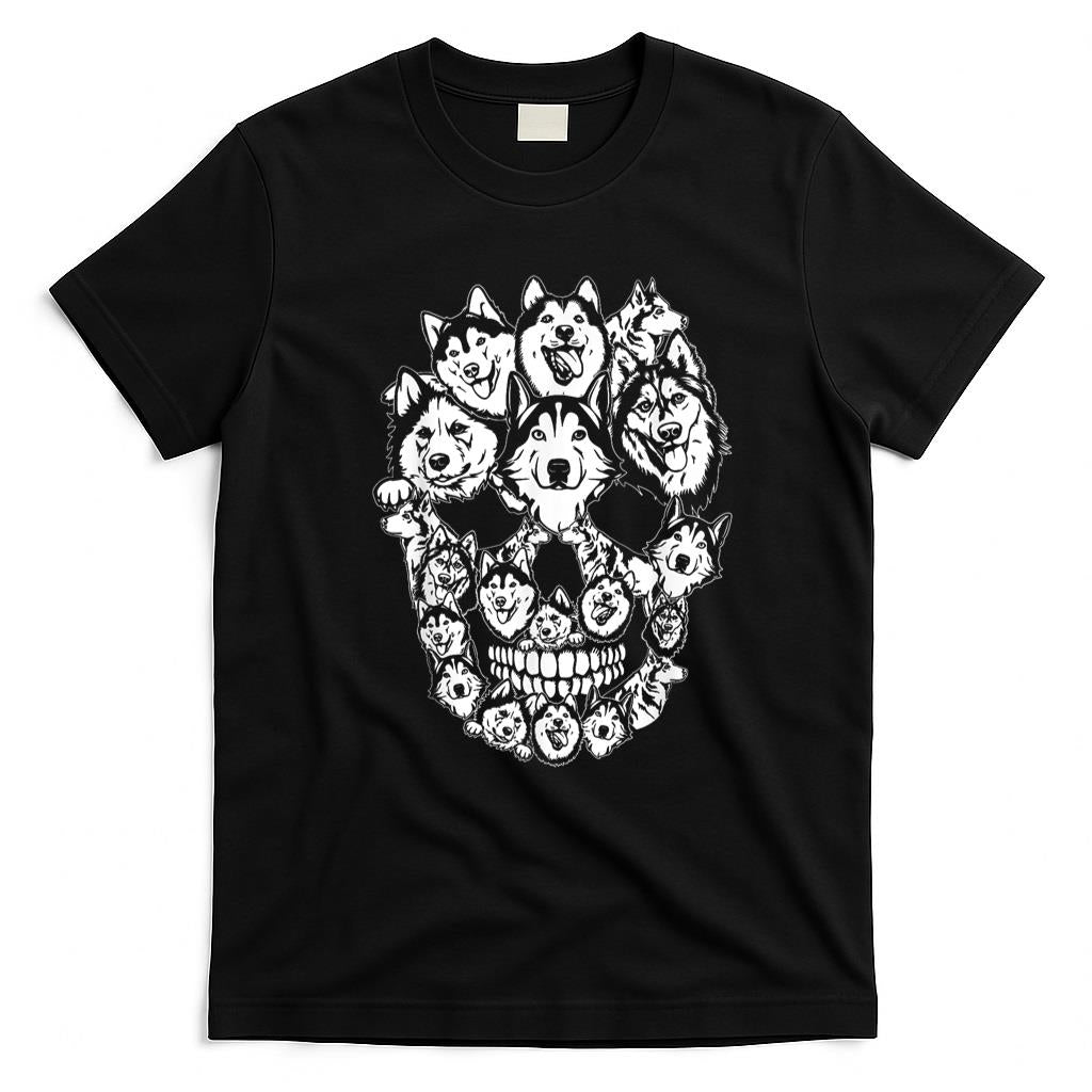 Pet Mom Halloween Shirt - Funny Halloween Costume Skull Siberian Husky Dog Lover Men Women Kids T-Shirt