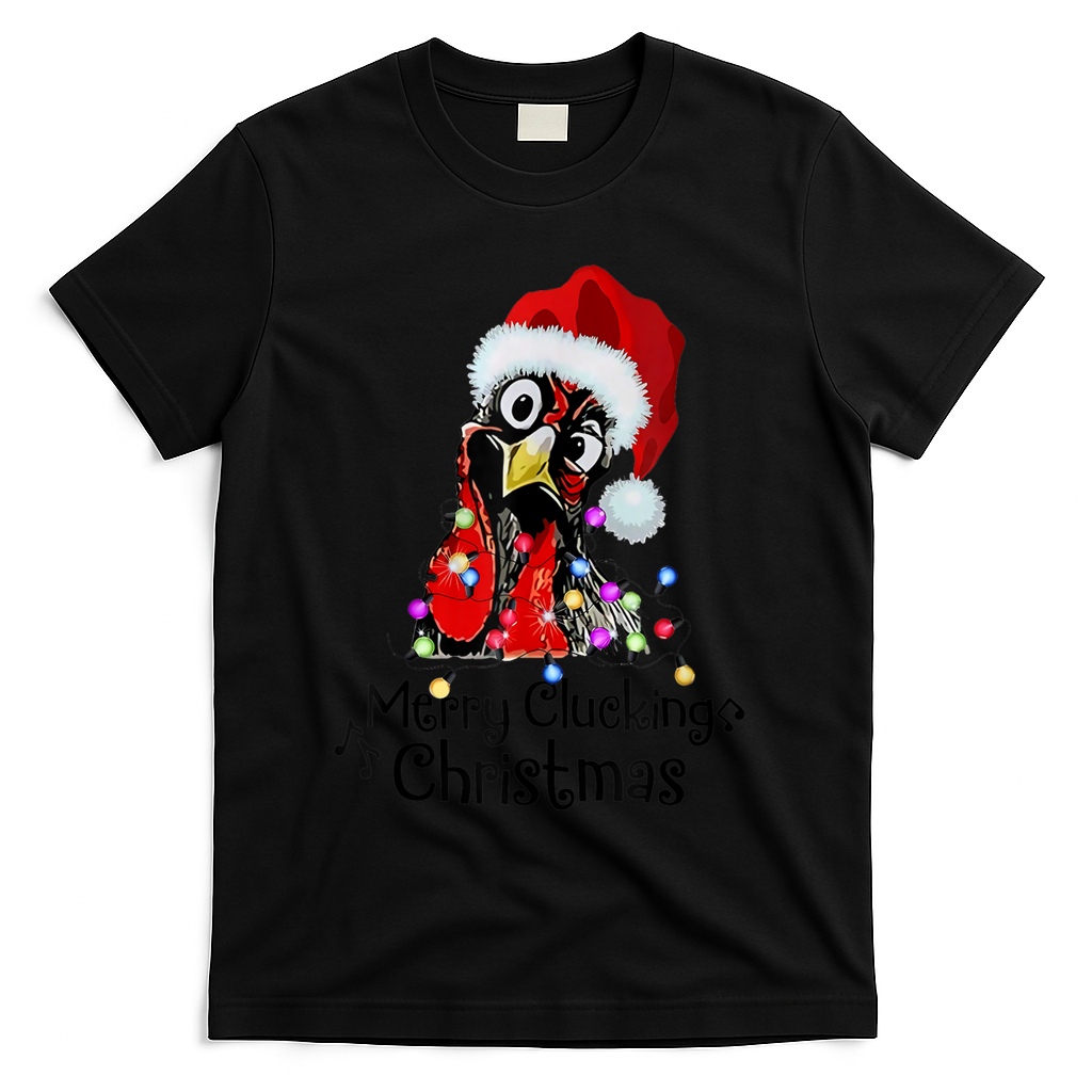 Chicken Merry Clucking Christmas Santa Funny Xmas T-Shirt