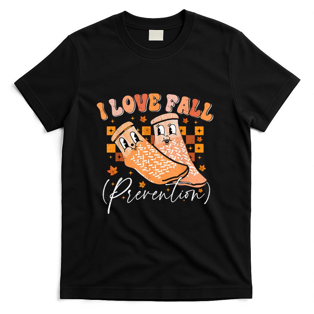 Groovy Retro I Love Fall Prevention Fall Physical Therapy T-Shirt