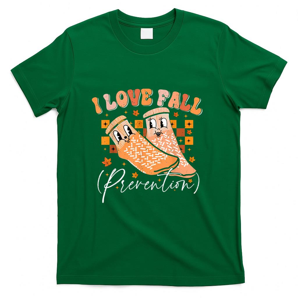 Groovy Retro I Love Fall Prevention Fall Physical Therapy T-Shirt