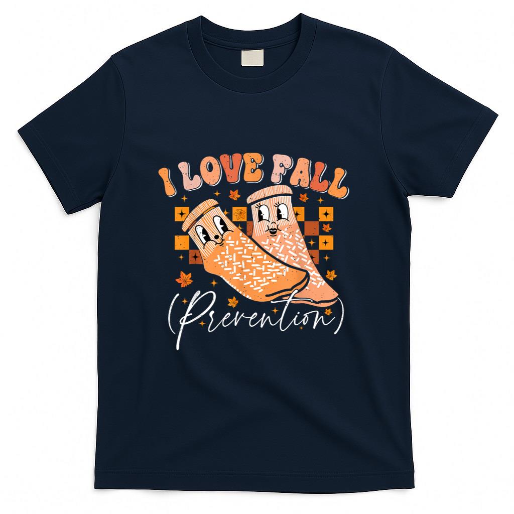 Groovy Retro I Love Fall Prevention Fall Physical Therapy T-Shirt