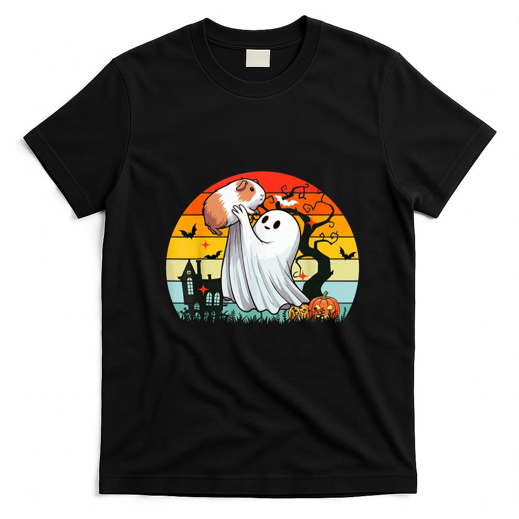 Pet Mom Halloween Shirt - Vintage Retro Boo Ghost Hunging Guinea Pig Halloween Family T-Shirt