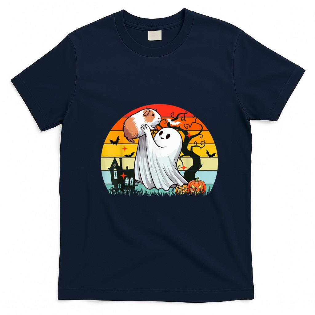 Pet Mom Halloween Shirt - Vintage Retro Boo Ghost Hunging Guinea Pig Halloween Family T-Shirt