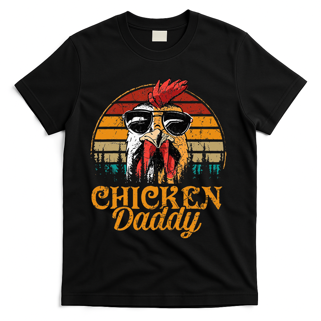 Chicken Daddy Vintage Poultry Farmer Funny Fathers Day T-Shirt