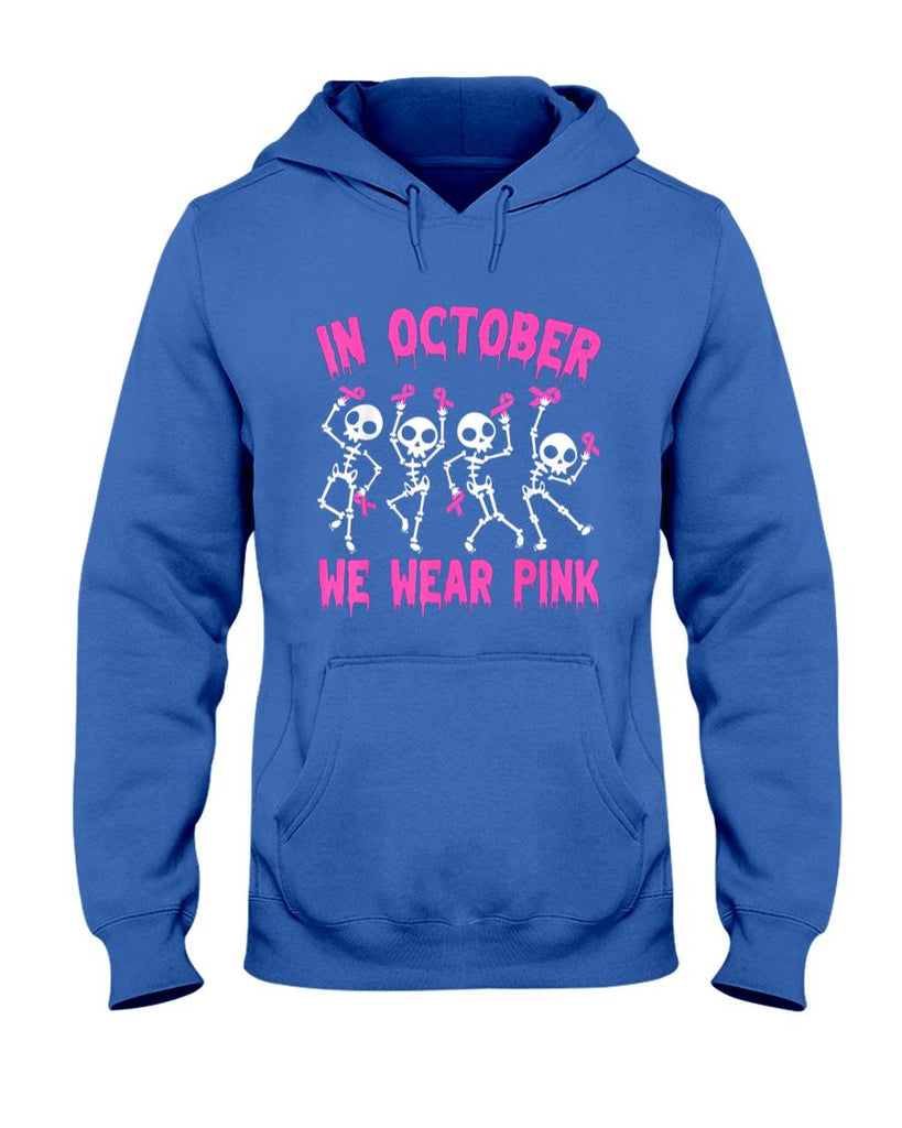 In October We Wear Pink Breast Cancer Awareness Skeleton T-Shirt