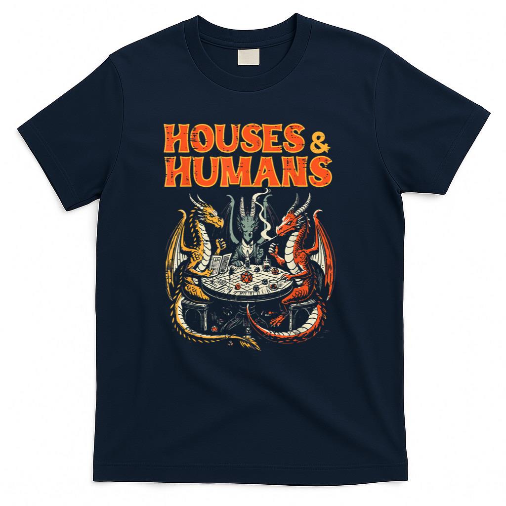 Gaming Houses Humans Funny Rpg Parody Gamer Men Boys Kids T-Shirt