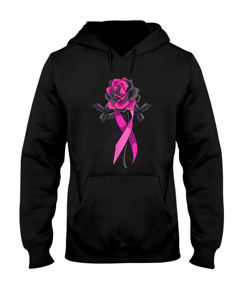 Pink Ribbon Rose Breast Cancer Awareness Survivor Warrior T-Shirt