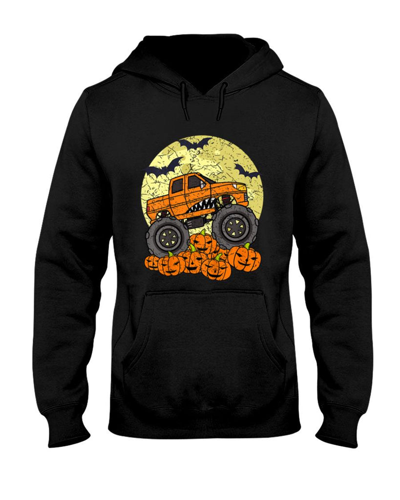 Halloween Shirt - Kids Monster Truck Halloween Jack O Lantern Moon Pumpkin Toddler T-Shirt