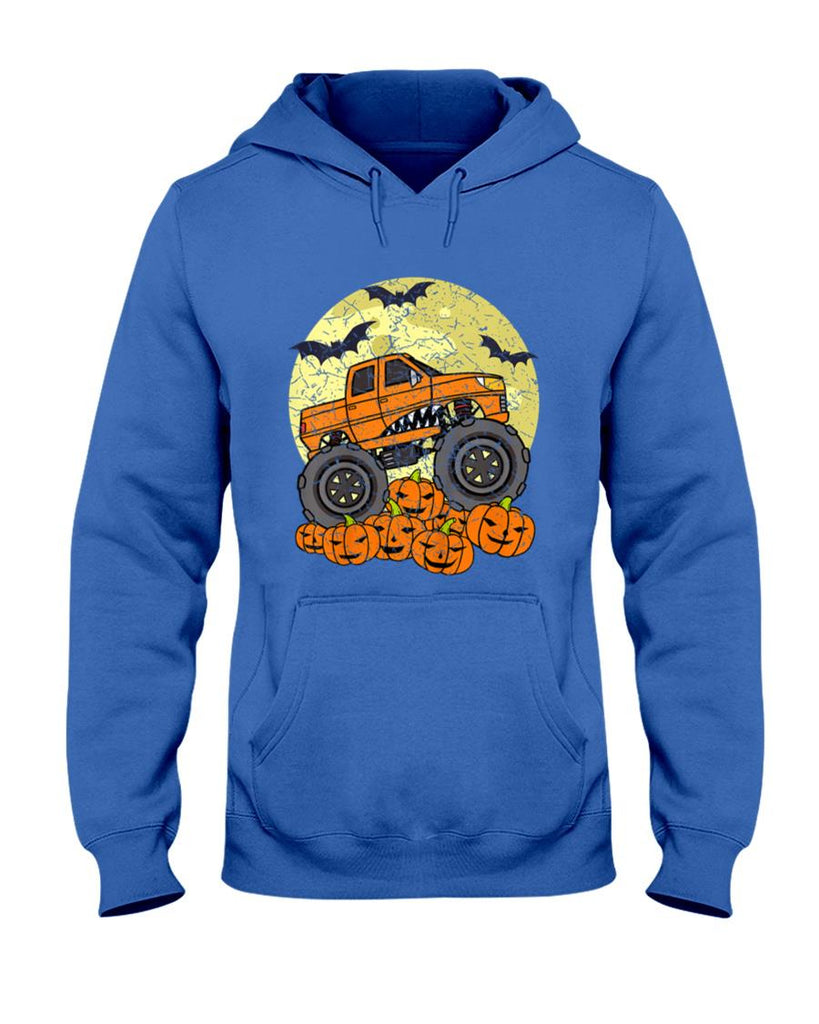 Halloween Shirt - Kids Monster Truck Halloween Jack O Lantern Moon Pumpkin Toddler T-Shirt