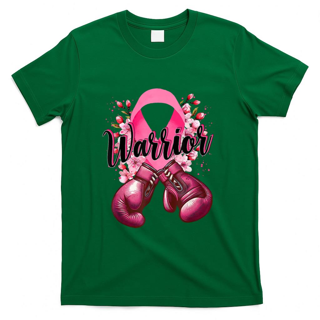 Warrior Boxing Gloves Pink Ribbon Breast Cancer Awareness T-Shirt