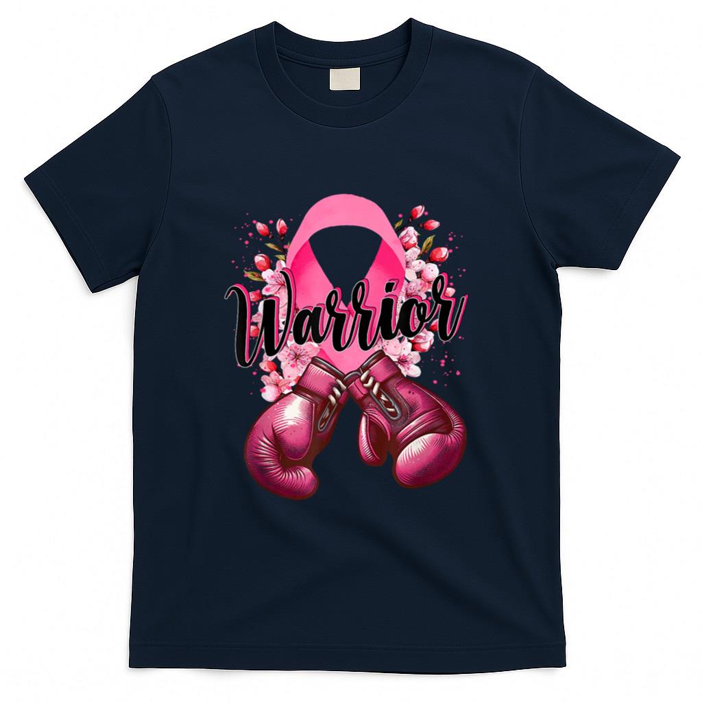 Warrior Boxing Gloves Pink Ribbon Breast Cancer Awareness T-Shirt