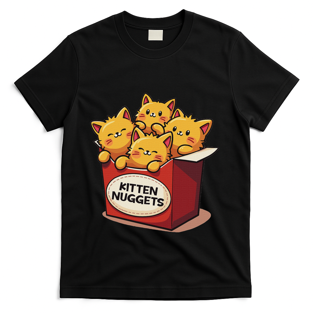Cute Kitten Nuggets Chicken Nuggets Cat Lover Funny Cat Pun T-Shirt