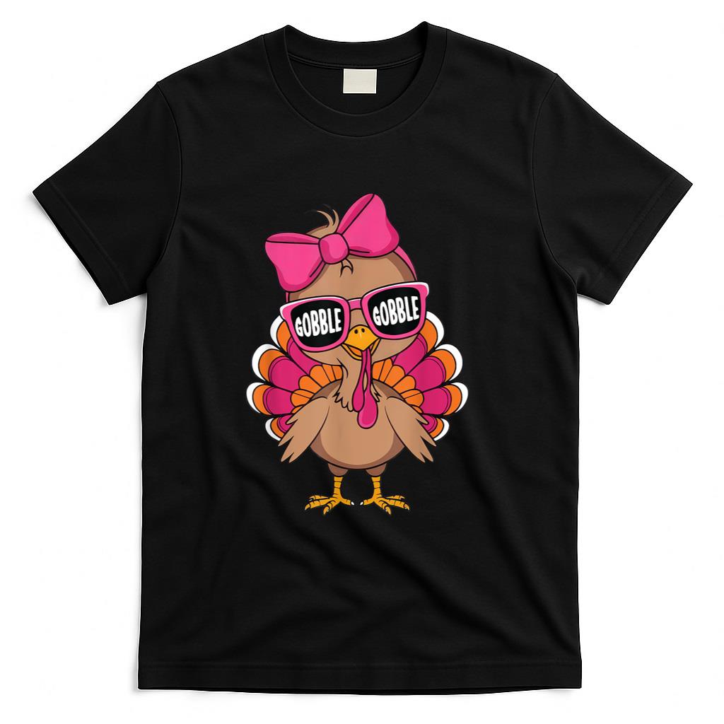 Gobble Turkey Day Happy Thanksgiving Toddlers Girls Kids T-Shirt