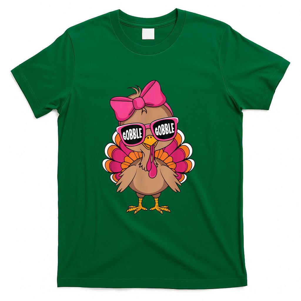 Gobble Turkey Day Happy Thanksgiving Toddlers Girls Kids T-Shirt