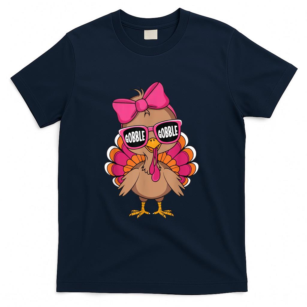 Gobble Turkey Day Happy Thanksgiving Toddlers Girls Kids T-Shirt
