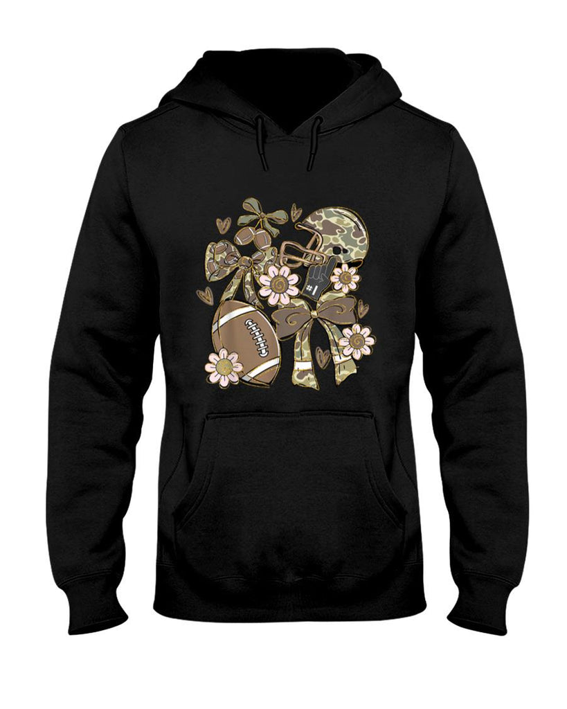 Touchdown Football Game Day Thanksgiving Camo Coquette Bow T-Shirt