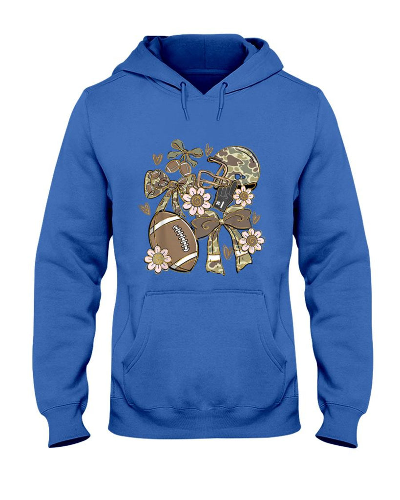 Touchdown Football Game Day Thanksgiving Camo Coquette Bow T-Shirt