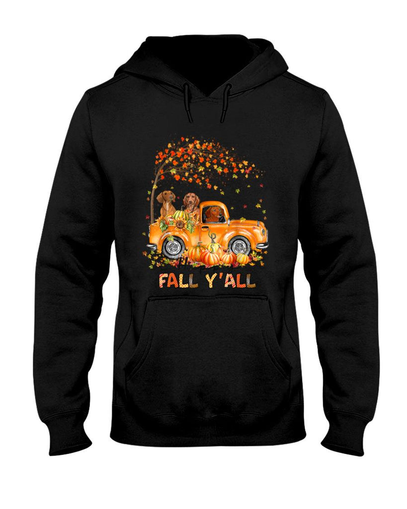 Happy Fall Yall Dachshund Riding Truck Pumpkin Autumn Fall T-Shirt