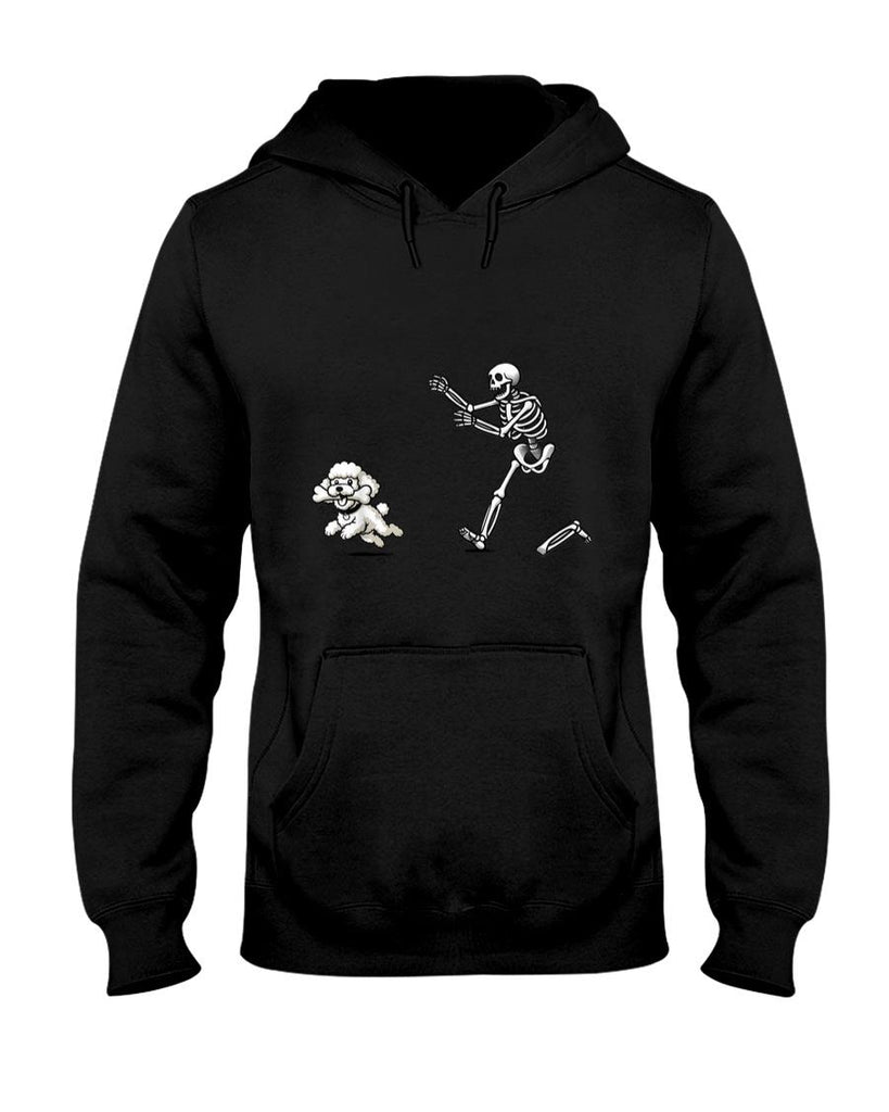 Pet Mom Halloween Shirt - Funny Skeleton Chasing Poodle Halloween Dog Mom Pet Lover T-Shirt