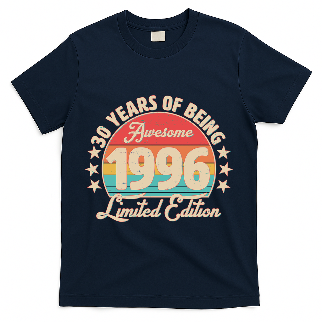 30th Birthday 30 Years Of Being Awesome 1996 Limited Edition T-Shirt - Navy
