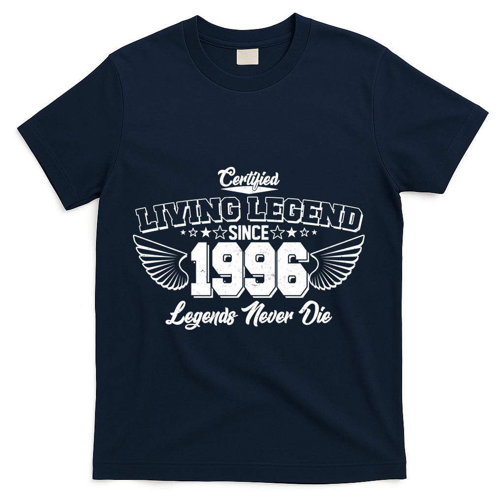 30th Birthday Certified Living Legend Since 1996 Legends Never Die Vintage Wings T-Shirt - Navy