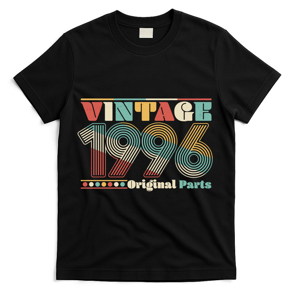30th Birthday Retro Style Vintage 1996 Original Parts T-Shirt - Black