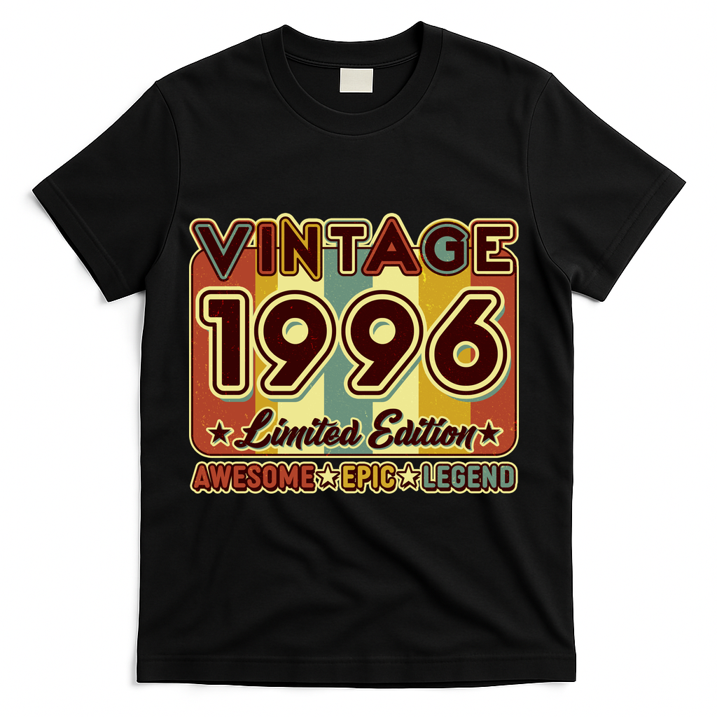30th Birthday Vintage 1996 Limited Edition Awesome Epic Legend T-Shirt - Black