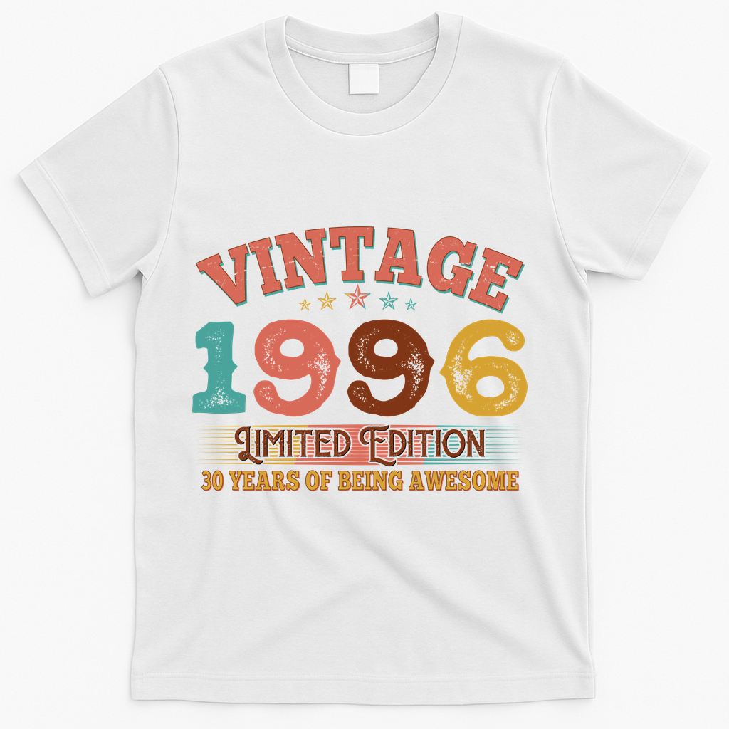 30th Birthday Vintage 1996 Limited Edition 30 Years Of Being Awesome T-Shirt - White