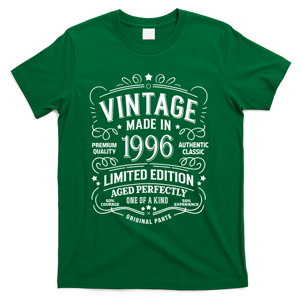30th Birthday Vintage Made In 1996 Premium Quality Authentic Classic Birthday T-Shirt - Green