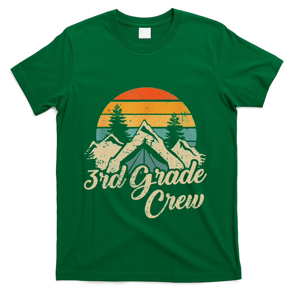 3rd Grade Crew Back To School After Camping Trip Love Camp T-Shirt - Green