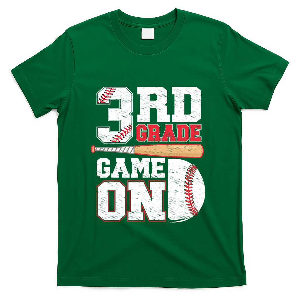 3rd Grade Game On Back To School Baseball Boy Third Grade T-Shirt - Green
