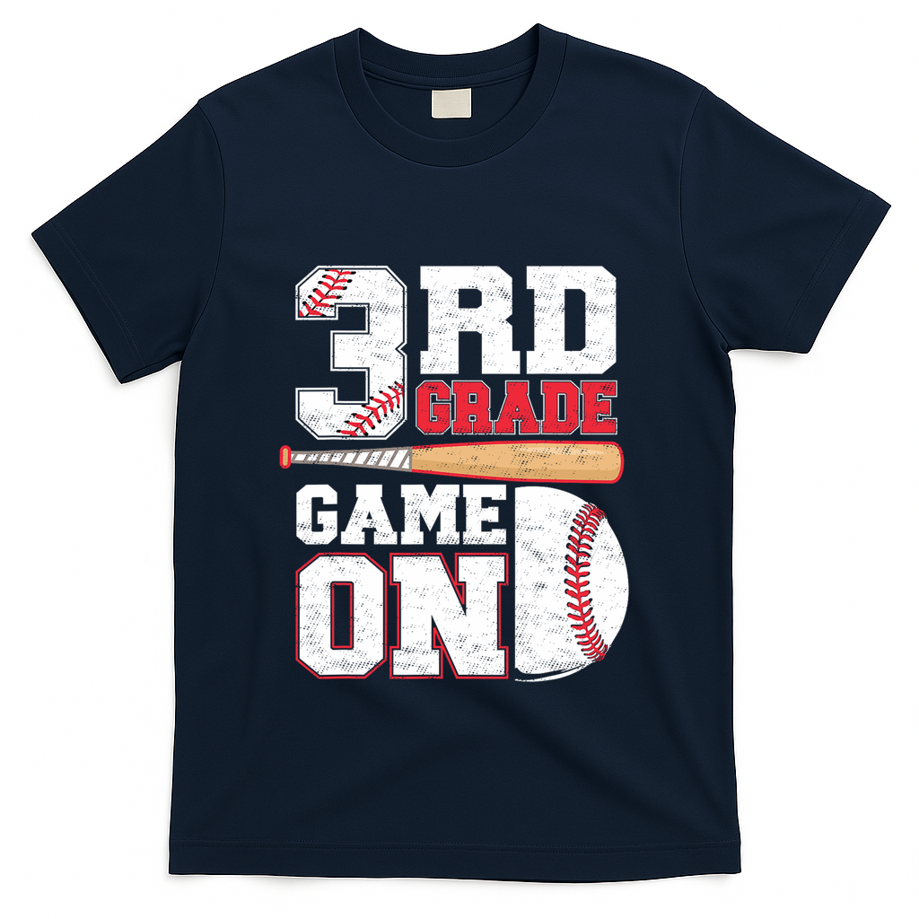3rd Grade Game On Back To School Baseball Boy Third Grade T-Shirt - Navy