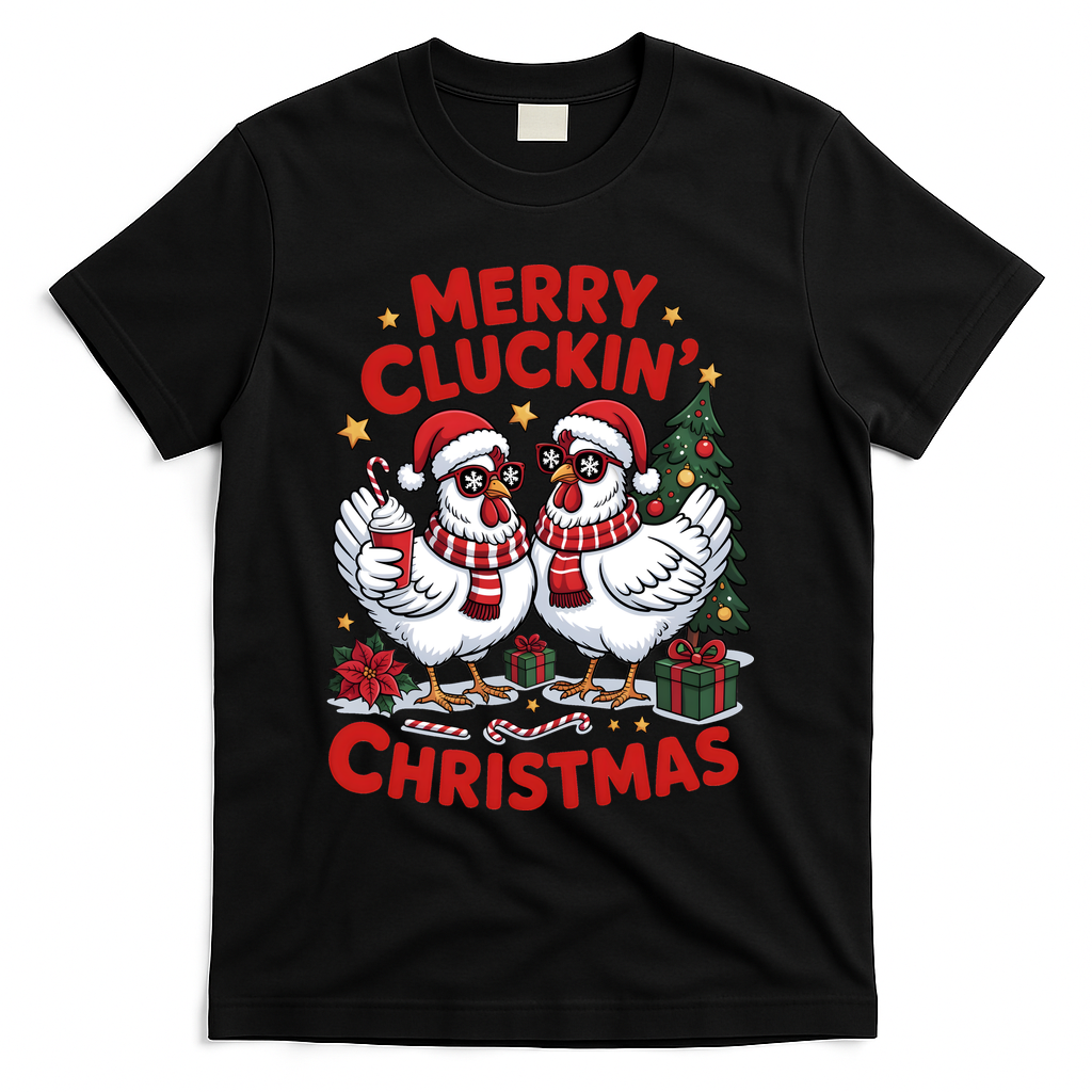 Merry Cluckin Christmas Chicken Funny T-Shirt